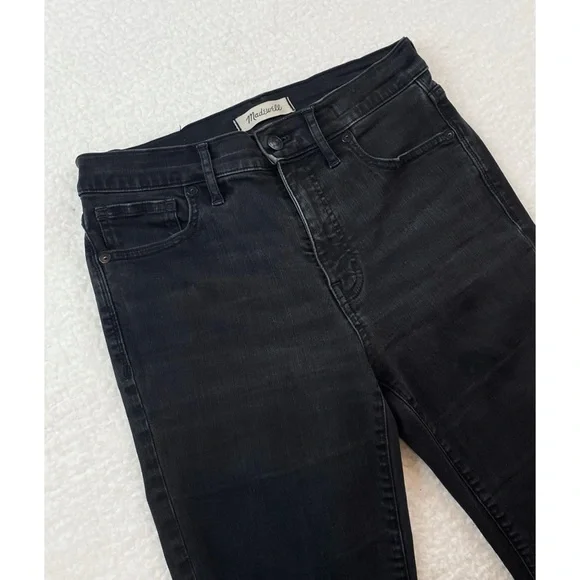 MADEWELL • Black High-Rise Distressed Knee Skinny Jeans, 27 - Picture 8 of 16